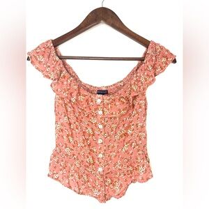AMERICAN EAGLE Tank Top Floral Print Cropped‎ Length | Small